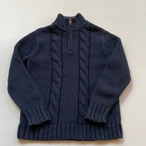 Old Navy 100% cotton.  Navy blue quarter zip sweater.  Boys size 5